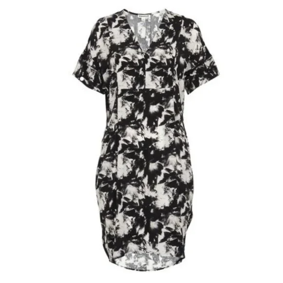 Whistles Hannah Suki Floral Abstract Tunic Dress Women 8 Black White Knee Length - Picture 2 of 16
